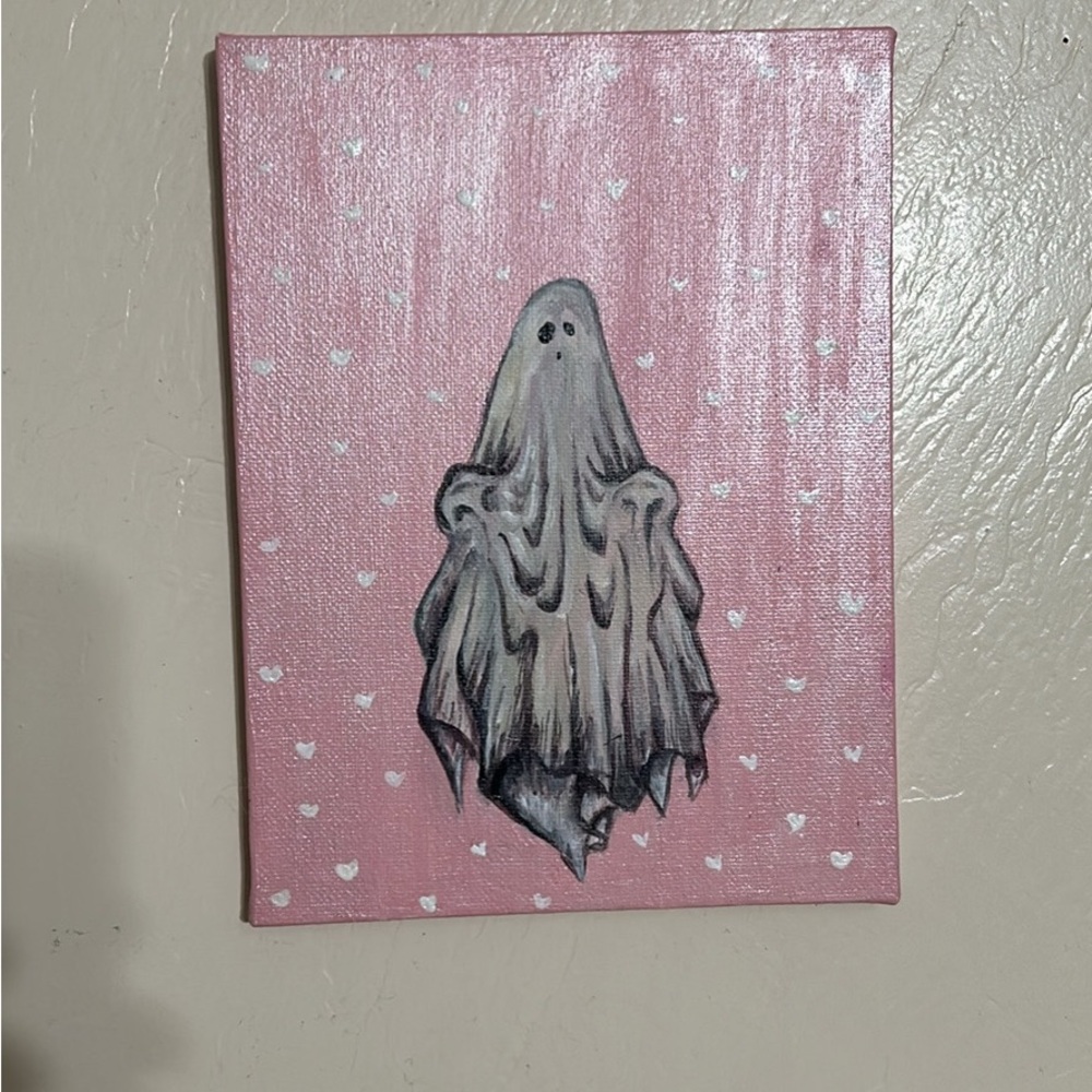 Ghost Art on Pink Canvas